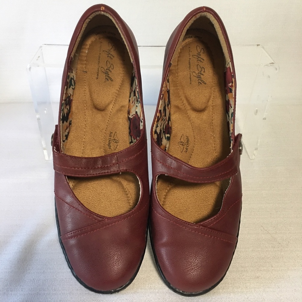 Hush Puppies Soft Style Mary Jane Shoes Sz 11 burgundy/wine EUC Like new - Picture 4 of 13